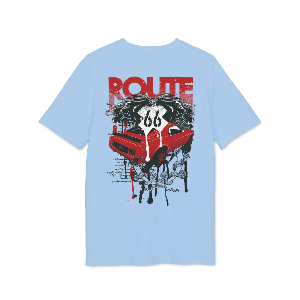 Route 66 Vintage Muscle Car Double-Sided Graphic T-Shirt