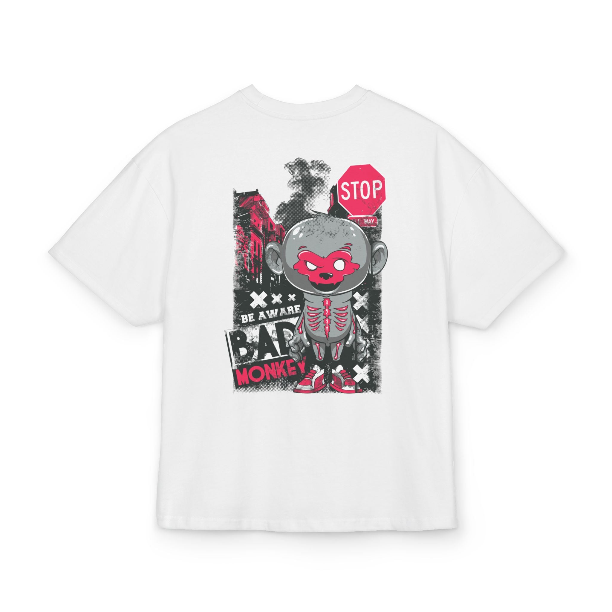 Beware Bad Monkey Graphic Unisex Drop-Shoulder Oversized Tee