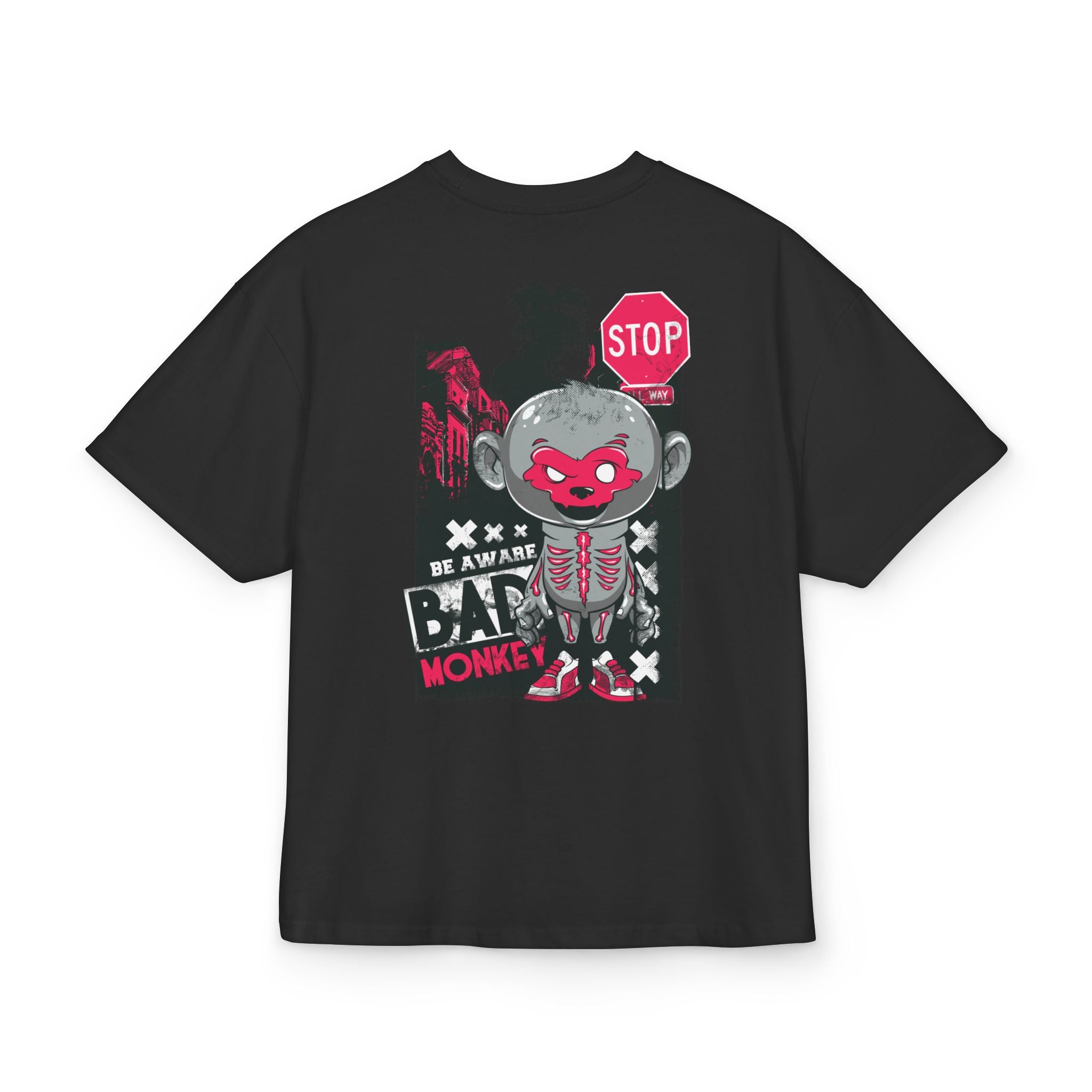 Beware Bad Monkey Graphic Unisex Drop-Shoulder Oversized Tee