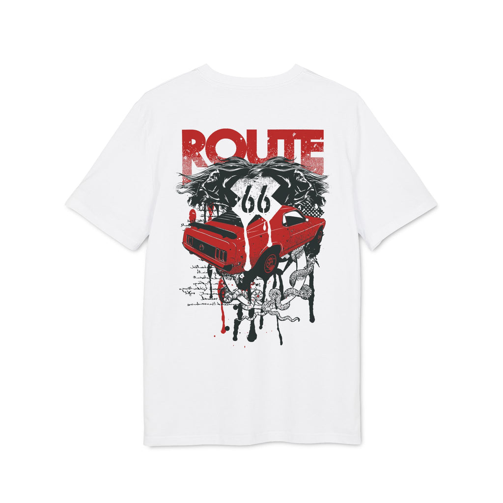 Route 66 Vintage Muscle Car Double-Sided Graphic T-Shirt