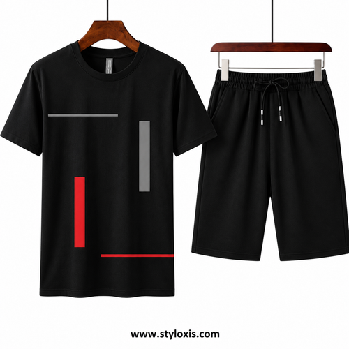 Black Minimal Unisex Summer Set | T-Shirt & Shorts