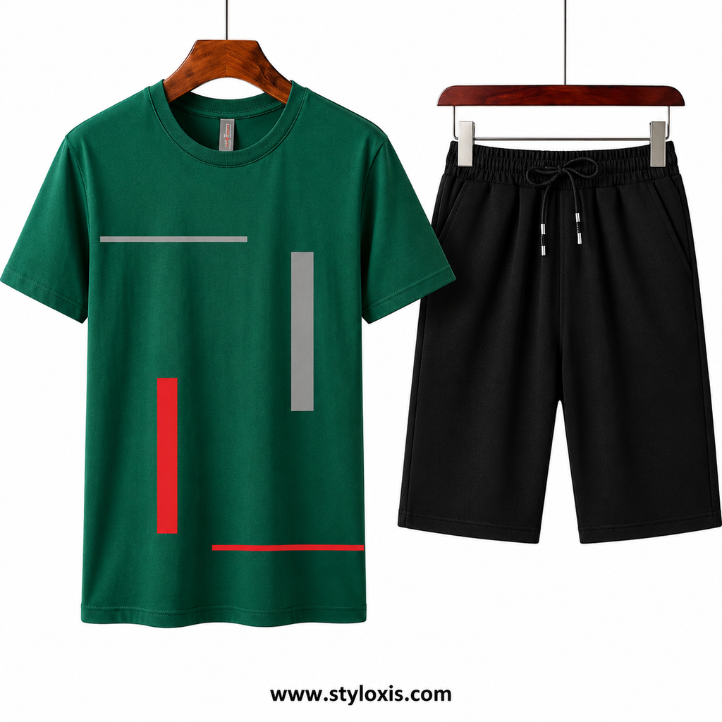 Black Minimal Unisex Summer Set | T-Shirt & Shorts