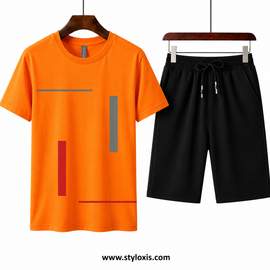 Black Minimal Unisex Summer Set | T-Shirt & Shorts