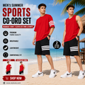 Men's Summer Sports Co-Ord Set | Premium T-Shirt/Sleeveless Tank & Shorts