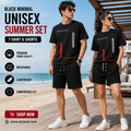 Black Minimal Unisex Summer Set | T-Shirt & Shorts