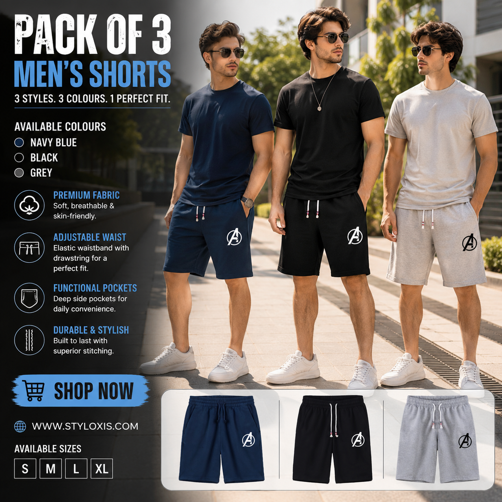 Men's Athletic Training Shorts Pack of 3