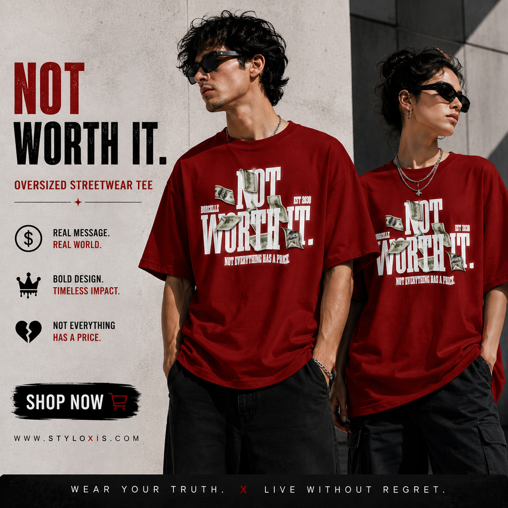 Oversized “Not Worth It” Urban Streetwear Tee