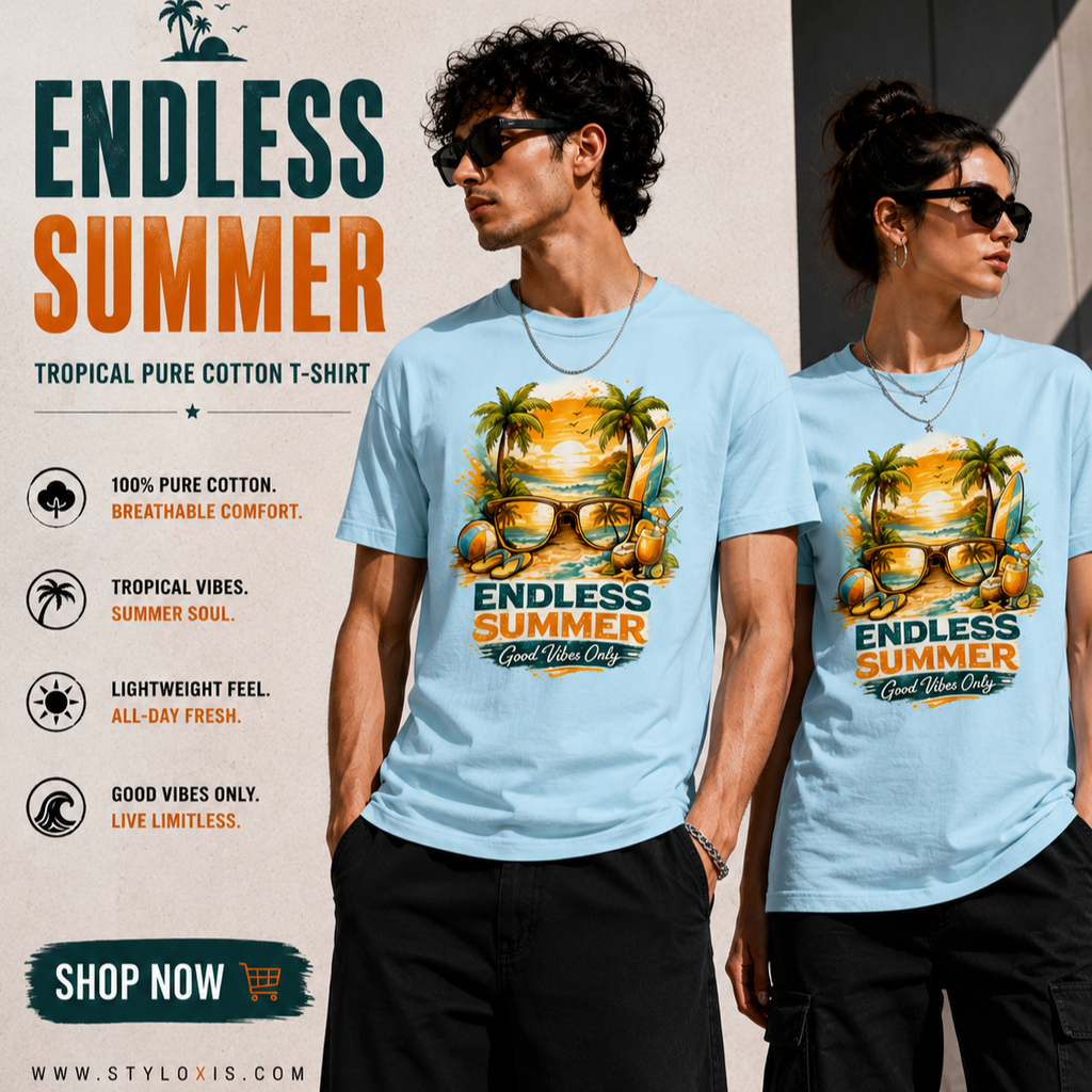 Endless Summer Tropical Pure Cotton T-Shirt