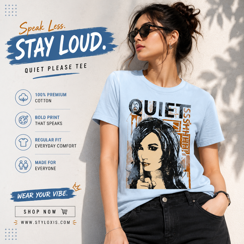Quiet Please Graphic Printed T-Shirt