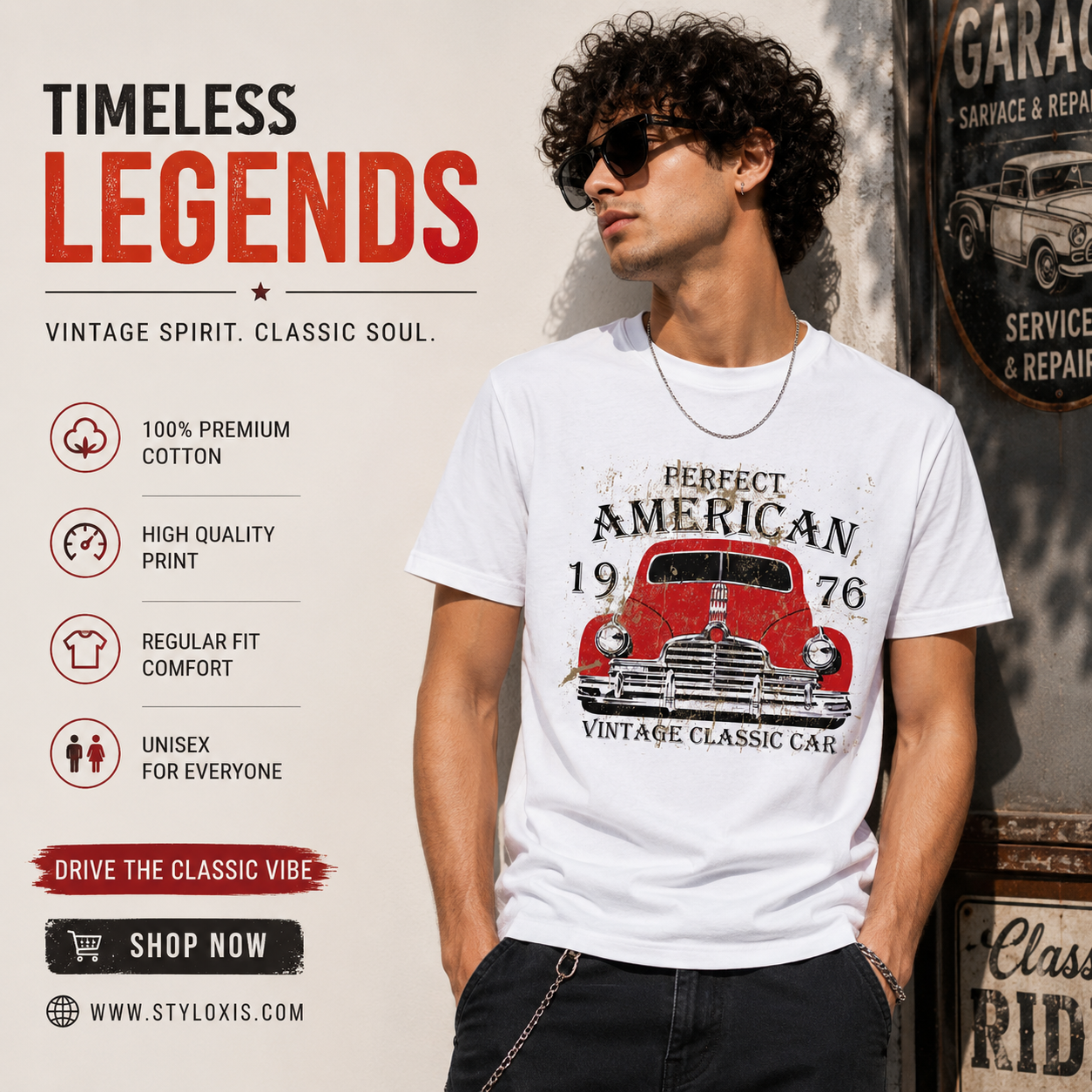 Vintage Classic Car Graphic T-Shirt