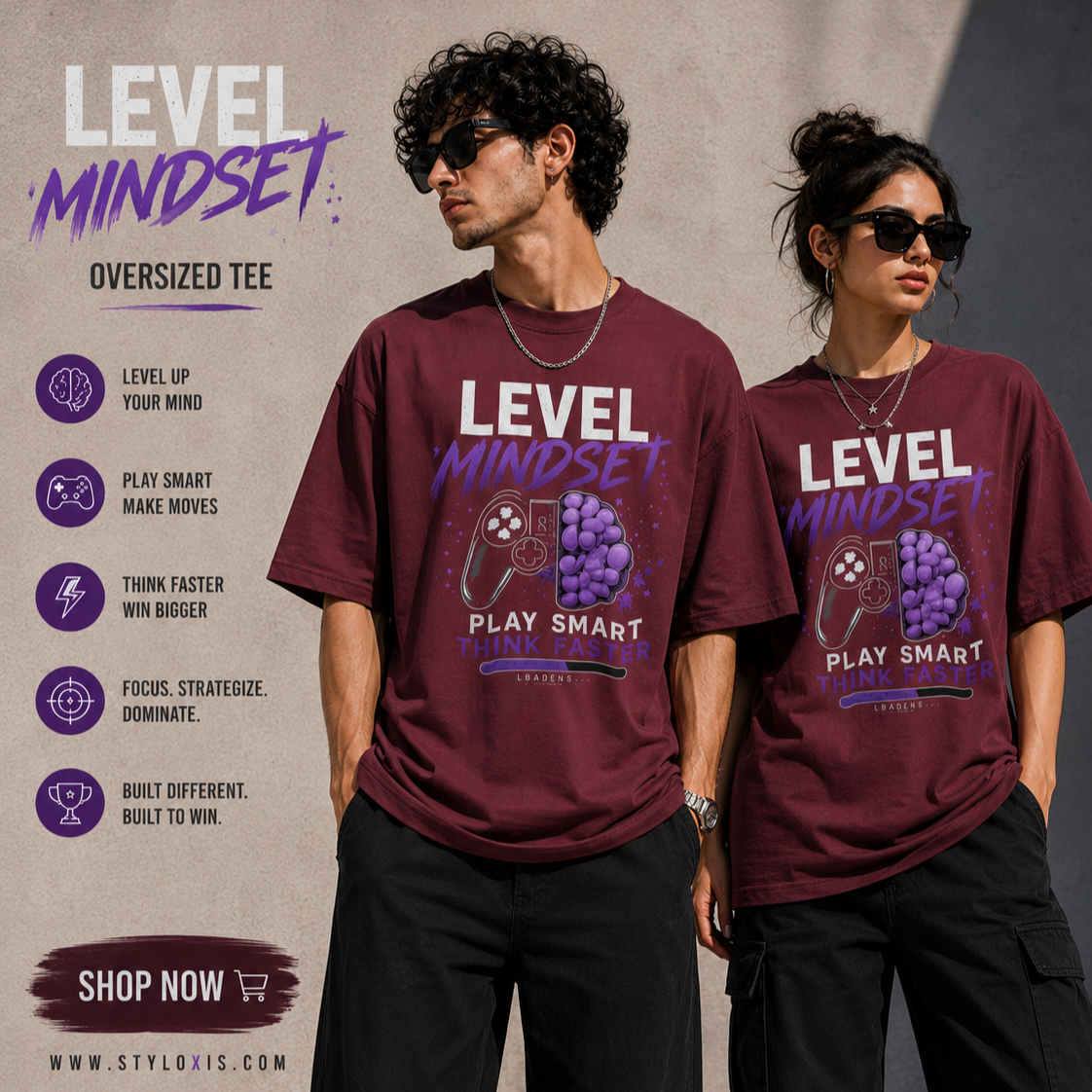 Level Mindset Graphic Oversized Tee