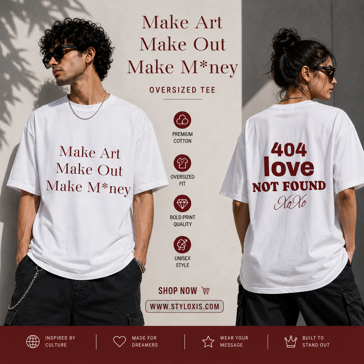 404 Love Not Found Oversized Graphic Tee