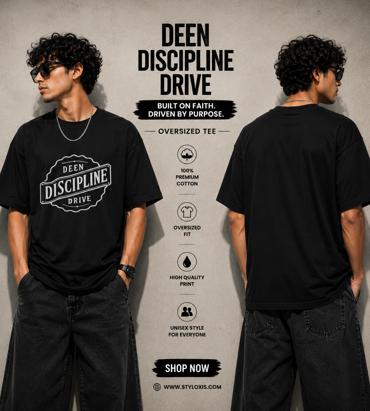 Deen Discipline Drive Drop-Shoulder Oversized Tee