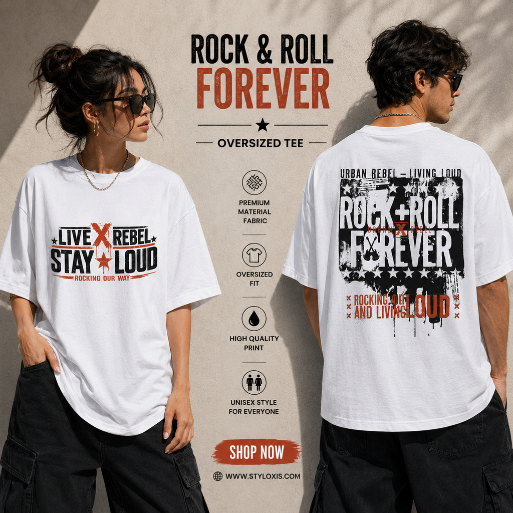 Rock & Roll Forever Unisex Drop-Shoulder Oversized Tee