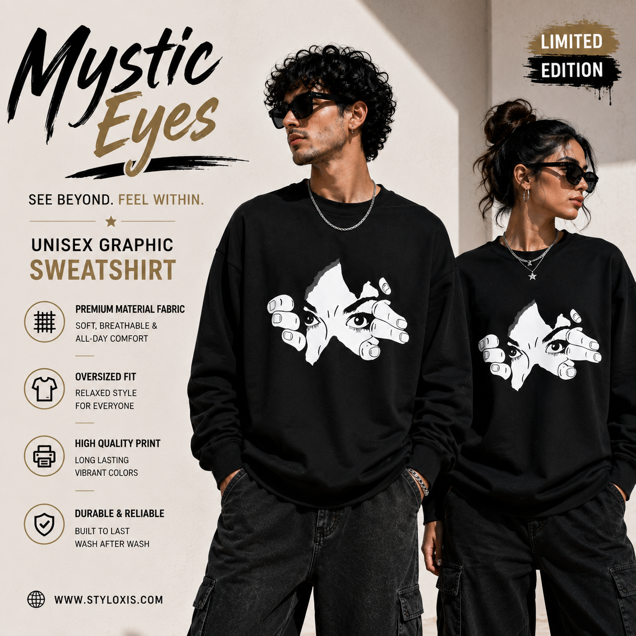 Minimal Aesthetic Mystic Eyes Unisex Graphic Sweatshirt