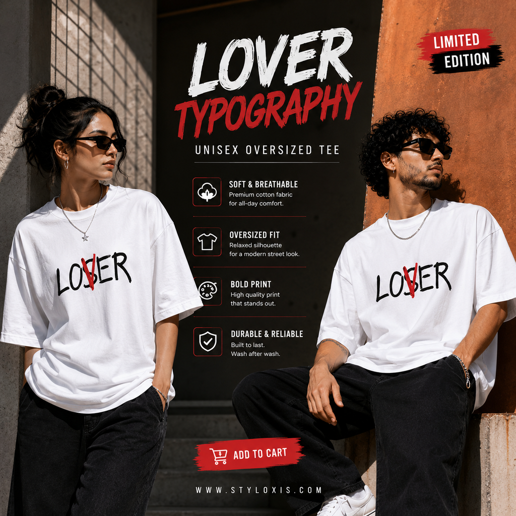 Lover Typography Unisex Oversized Tee