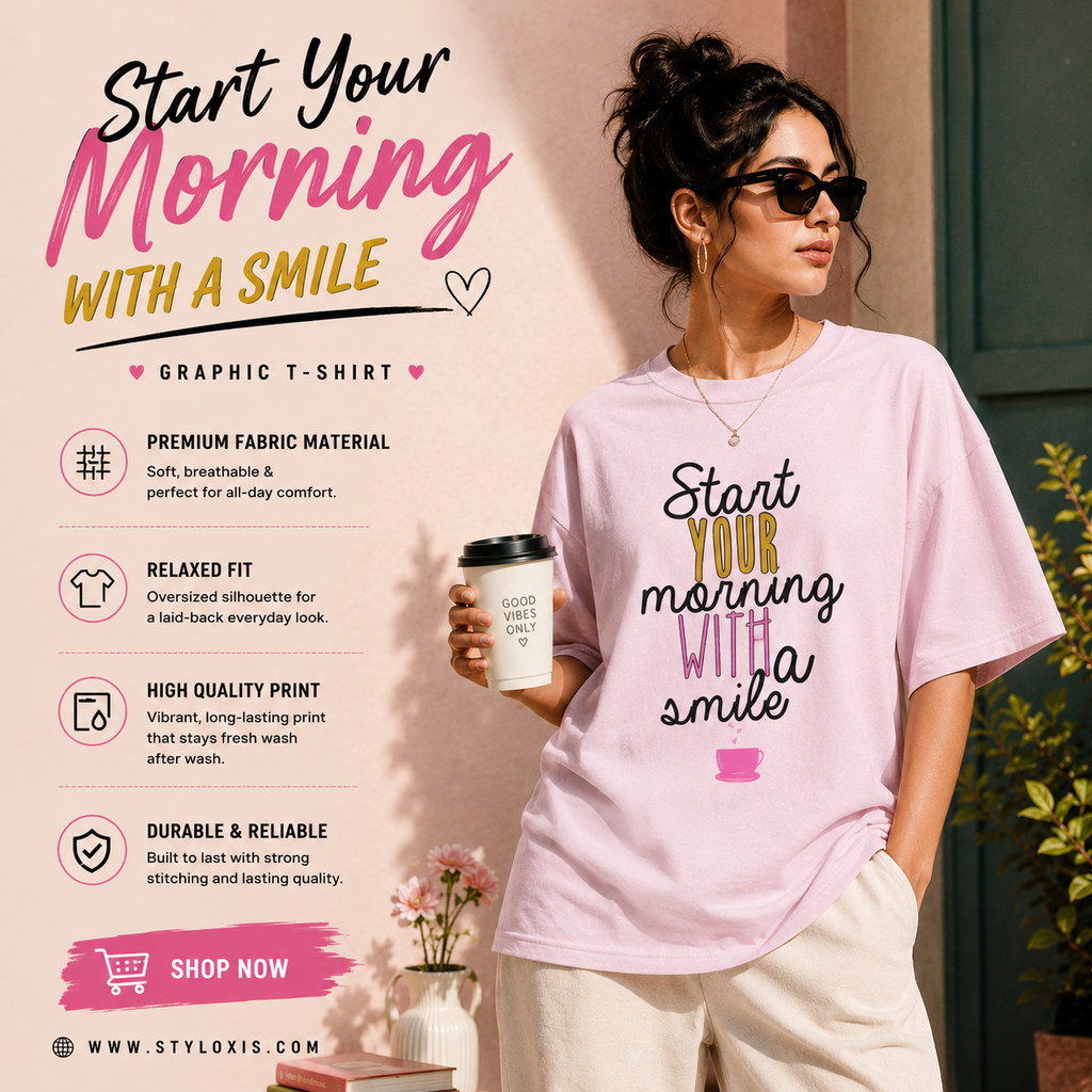 Start Your Morning With A Smile Graphic T-Shirt