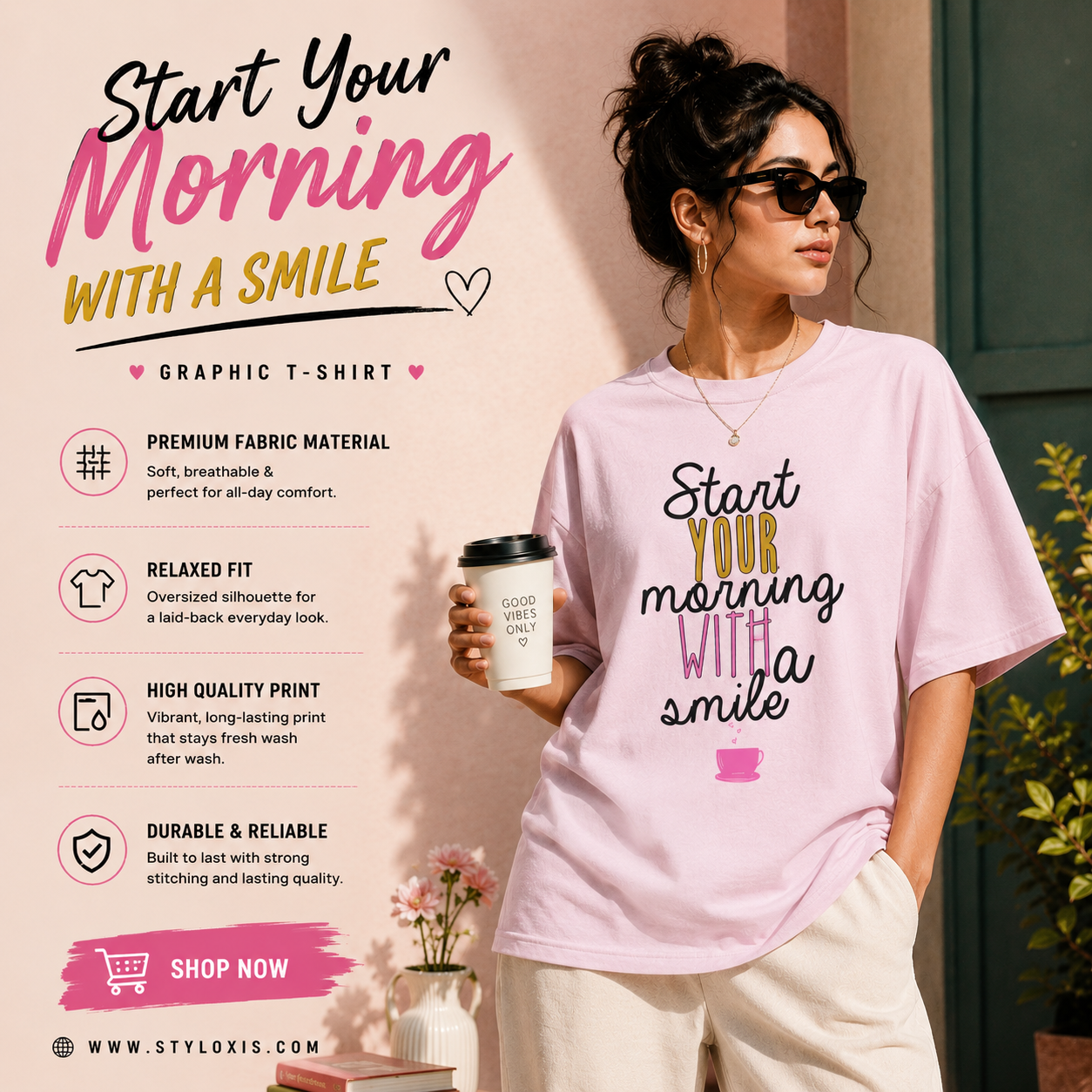Start Your Morning With A Smile Graphic T-Shirt