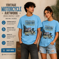 Vintage Motorcycle Artwork Unisex Graphic T-Shirt