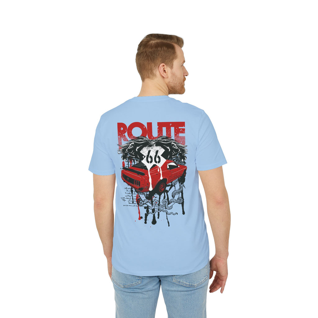 Route 66 Vintage Muscle Car Double-Sided Graphic T-Shirt
