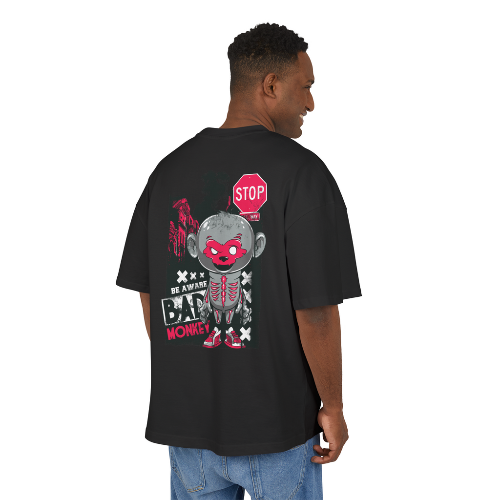 Beware Bad Monkey Graphic Unisex Drop-Shoulder Oversized Tee