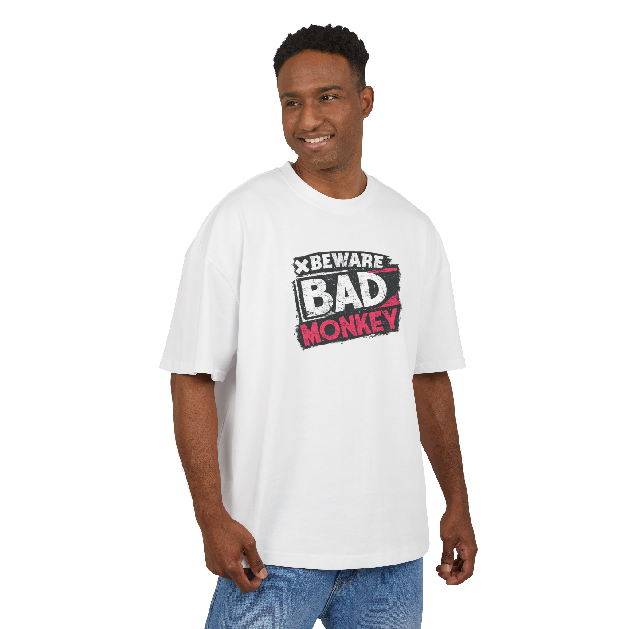 Beware Bad Monkey Graphic Unisex Drop-Shoulder Oversized Tee